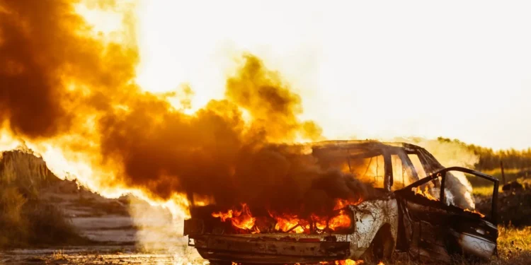 Алматы облысында өртенген көлік ішінен адамның жанып кеткен мәйіті табылды